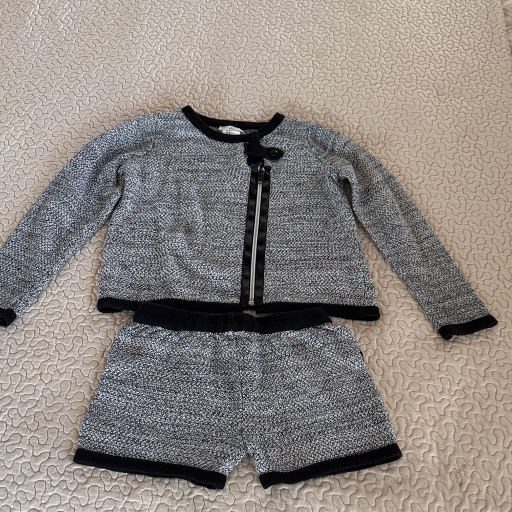Stylish Kids Matching Set in Gray and Black